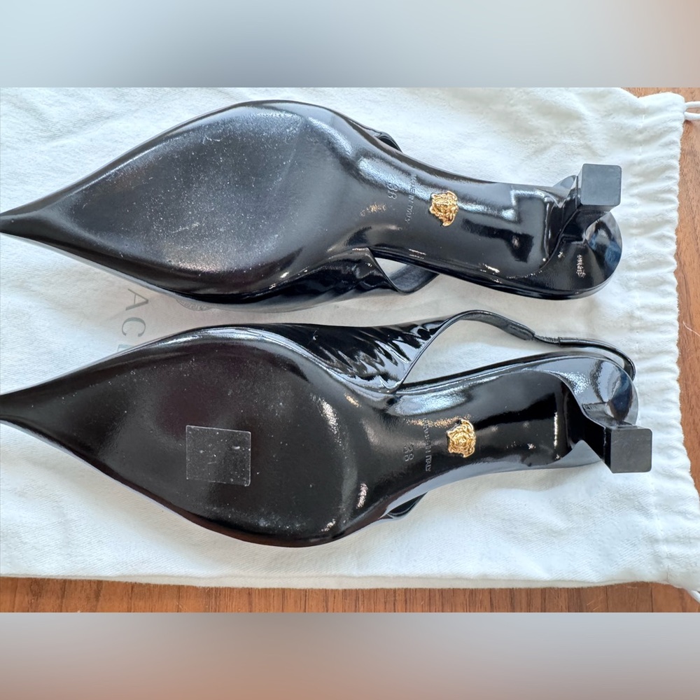 Authentic Versace Black Kitten Heel Pumps with medusa head - Picture 12 of 15